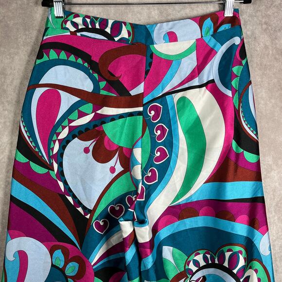 Zara‎ Pants Womens Large Multicolor Abstract Paisley Print Cropped Wide Leg NEW - Picture 4 of 12